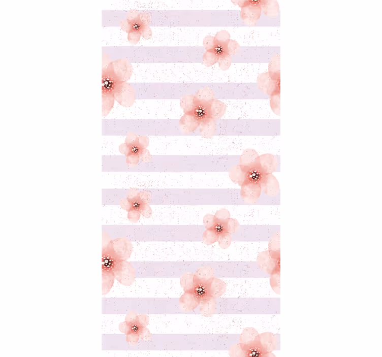 Tenda a rullo fiori e piante strisce floreali rosa - TenStickers