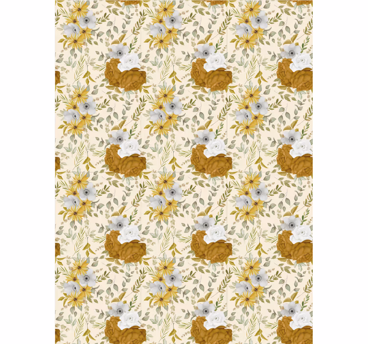 Tenda a rullo fiori e piante modello beige e marrone - TenStickers