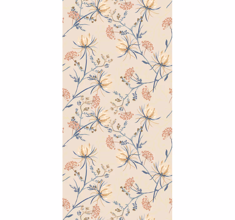 Tenda a rullo fiori e piante motivo floreale beige - TenStickers