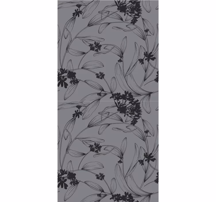Tenda a rullo fiori e piante disegno floreale monocromatico - TenStickers