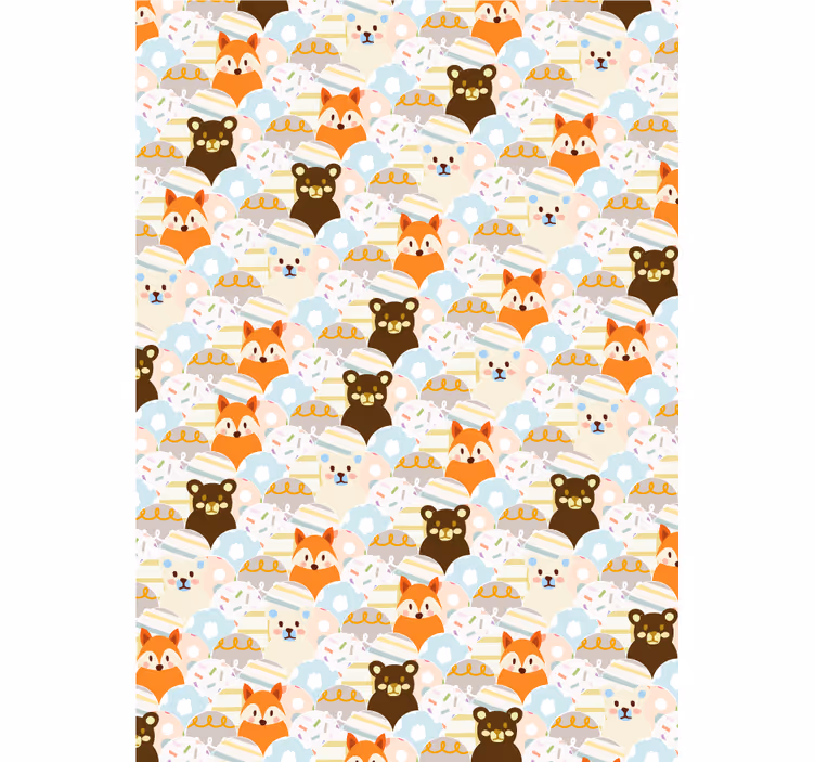 Tenda a rullo animali facce di bambini della foresta - TenStickers