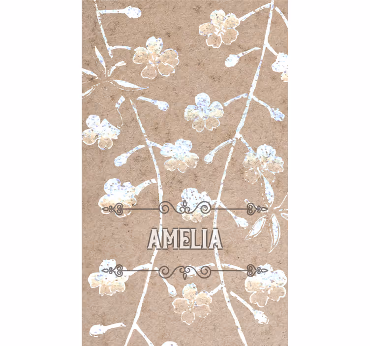 Tenda a rullo camera da letto design floreale beige con nome - TenStickers