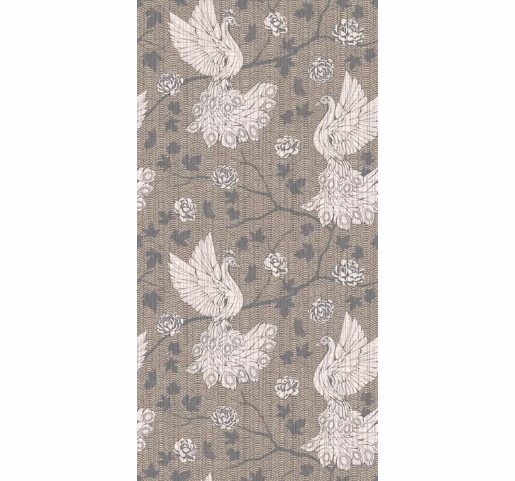 Tenda a rullo elegante disegno cigni beige - TenStickers
