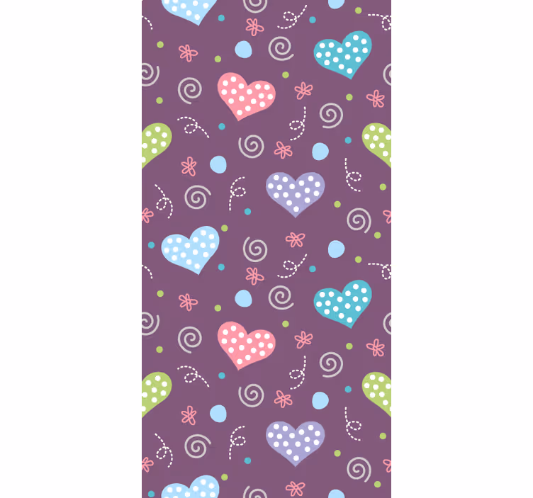 Tenda a rullo romantica motivi a cuore colorati - TenStickers