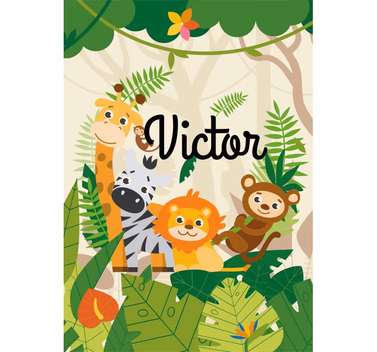 Tende a rullo Bambini animali della giungla personalizzati - TenStickers