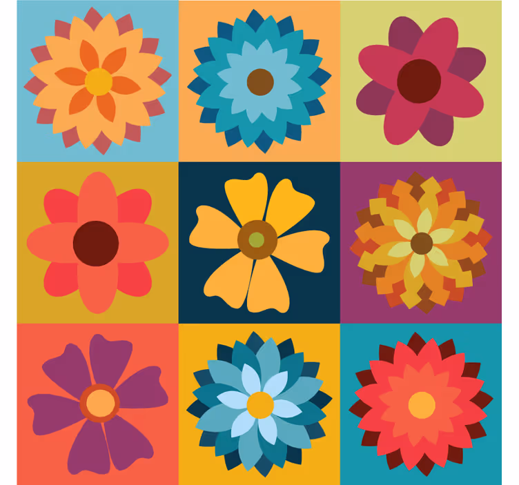 Tende a rullo cucina piastrelle di fiori colorati - TenStickers