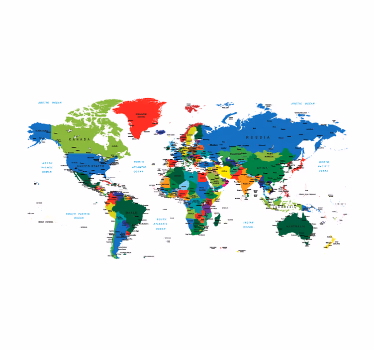 Tende a rullo disegno mondo cartografia politica - TenStickers