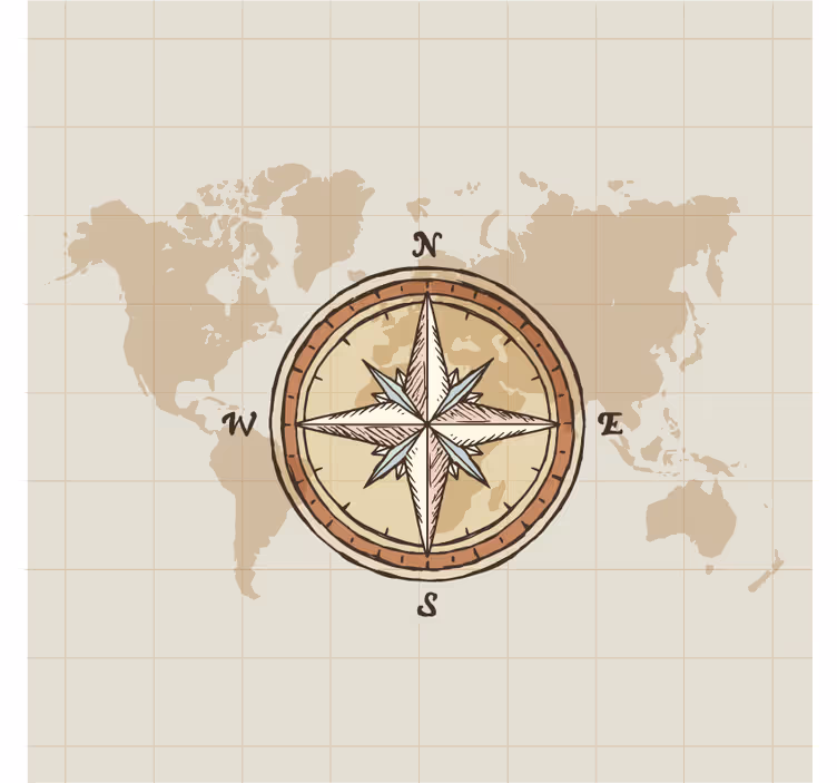 Tende a rullo disegno mondo cartografia e bussola d'epoca - TenStickers