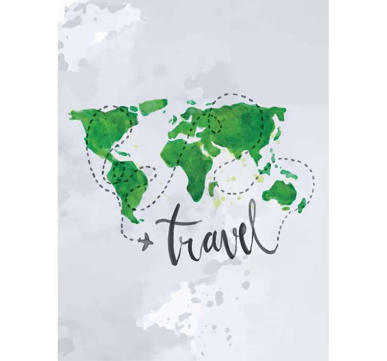Tende a rullo disegno mondo viaggio ad acquerello - TenStickers