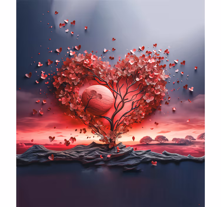 Tende a rullo romantiche albero del cuore - TenStickers