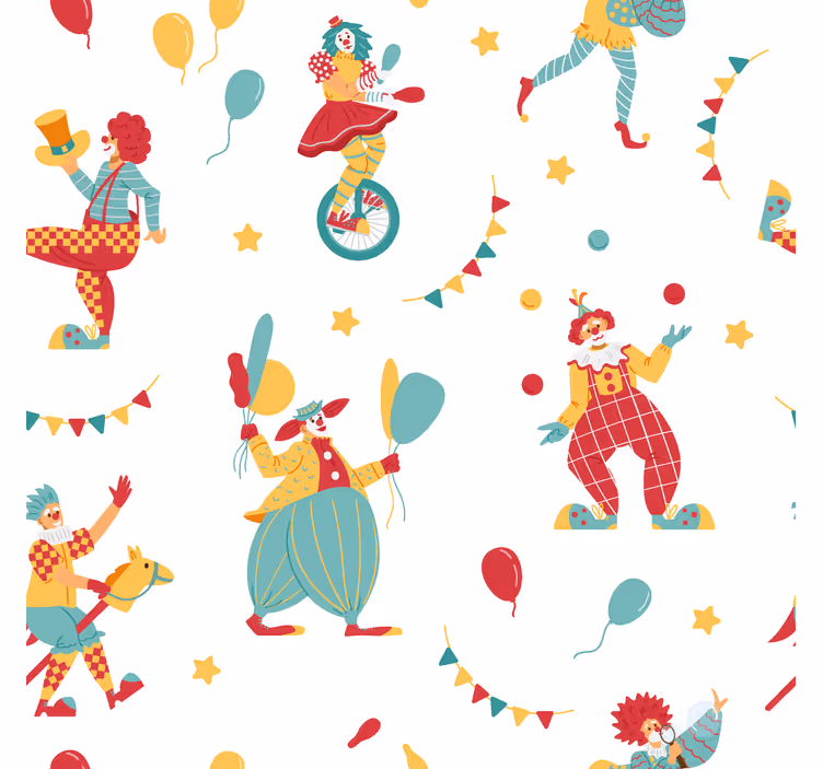 Tenda a rullo disegni divertenti clown con palloncini - TenStickers