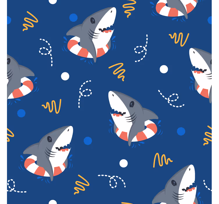 Tenda a rullo disegni divertenti modello di squalo bagnino - TenStickers