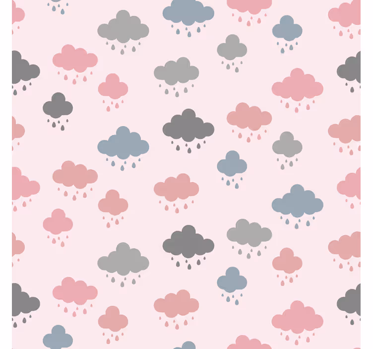 Tende a rullo di nuvole pioggia rosa e grigia - TenStickers