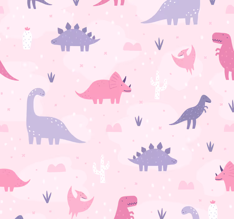 Tenda a rullo dinosauro sfondo rosa - TenStickers