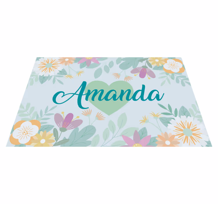 Tovaglietta americana con nome cuore di fiori amanda - TenStickers