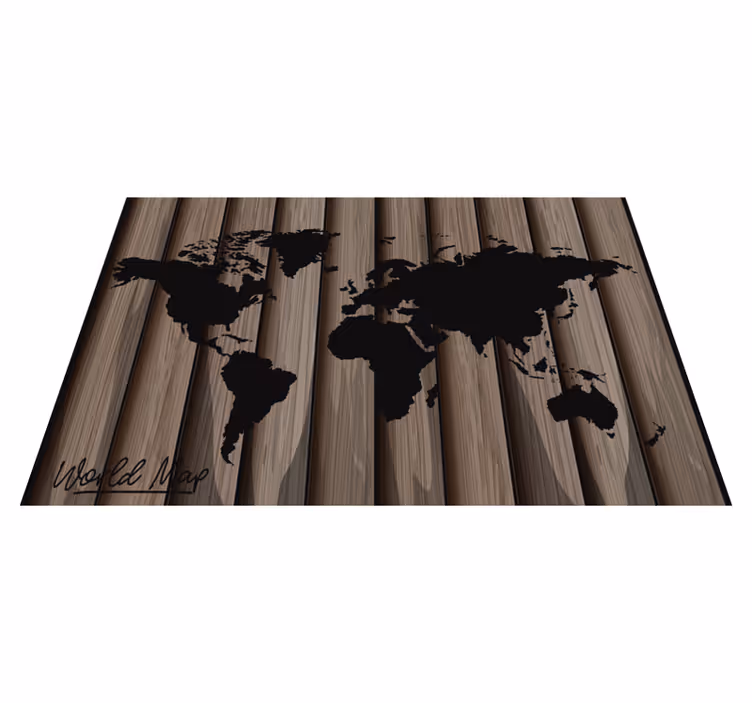 Tovaglietta con motivo in legno e mappa del mondo - TenStickers