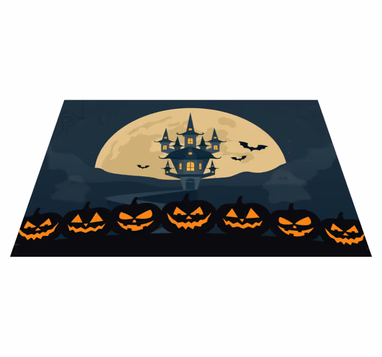 Tovaglietta americana di halloween scena castello infestato - TenStickers