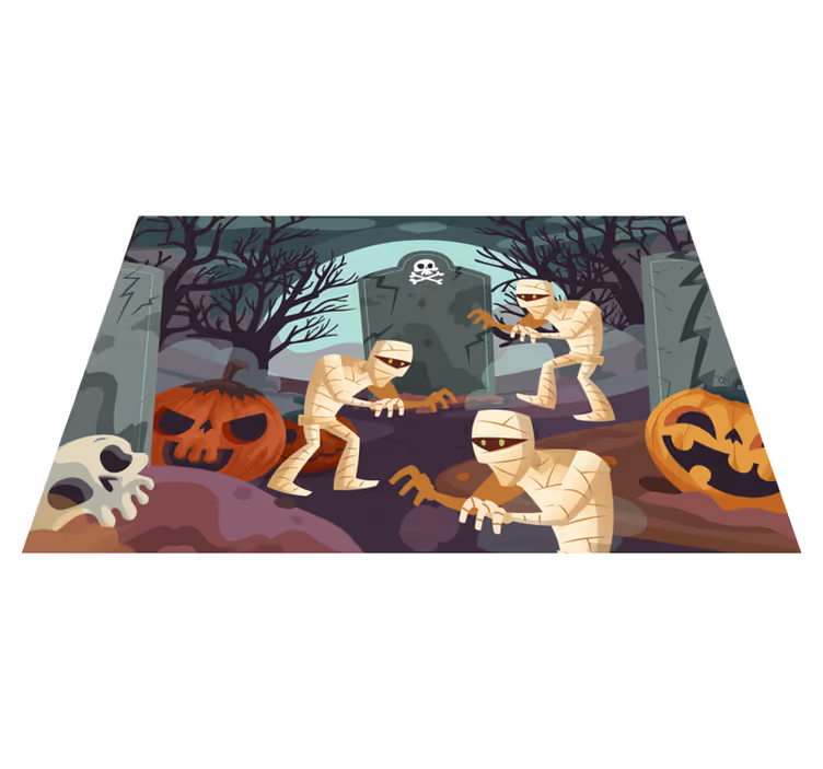 Tovaglietta americana di halloween mummie nel cimitero - TenStickers