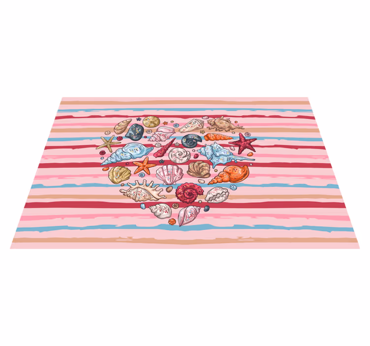 Tovaglietta americana moderna motivo cuori con conchiglie - TenStickers