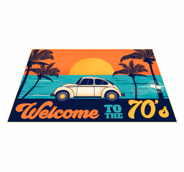 Tovaglietta americana elegante scena di spiaggia anni 70 - TenStickers