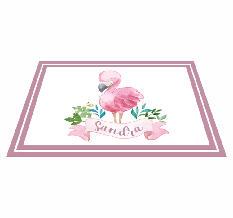 Tovaglietta americana con nome flamingo con nastro - TenStickers