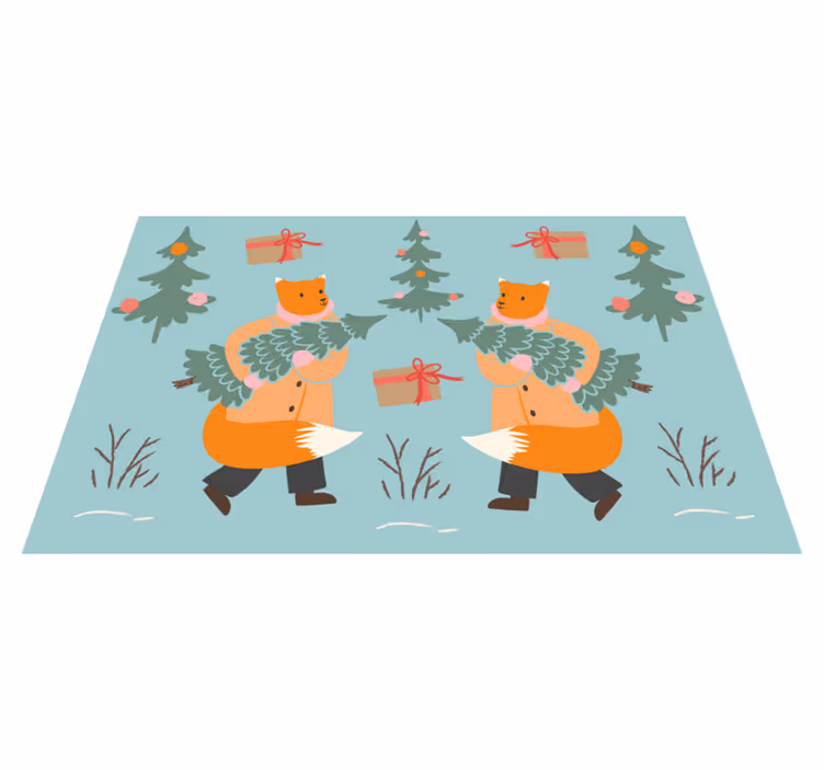 Tovaglietta americana natale volpe festosa con albero - TenStickers