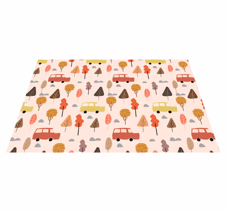 Tovaglietta americana infantile alberi colorati con auto - TenStickers