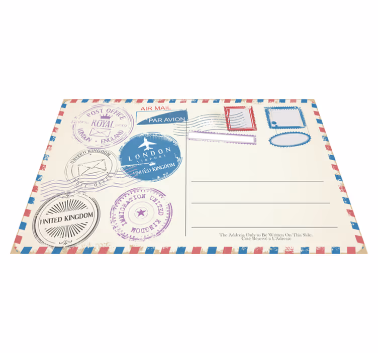 Tovaglietta americana frase collezione francobolli viaggio - TenStickers