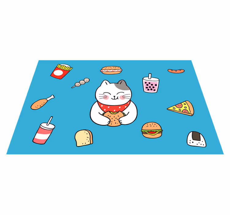 Tovaglietta americana infantile gatto carino che mangia - TenStickers