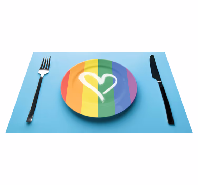 Tovaglietta americana originale piatto cuore arcobaleno - TenStickers