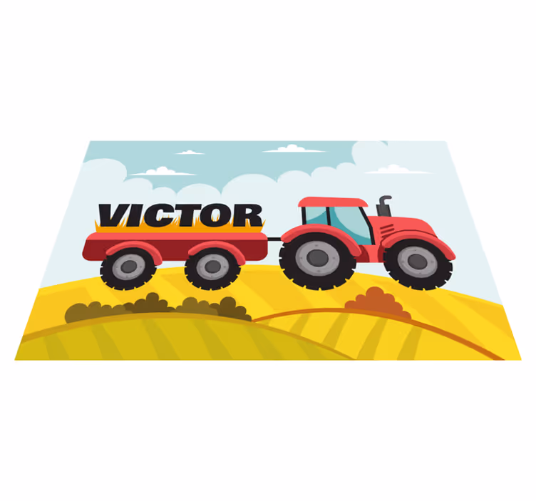 Tovaglietta americana con nome Trattore colorato e nome - TenStickers