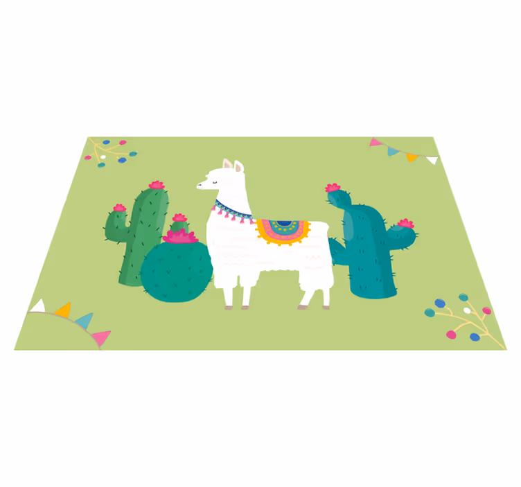 Tovaglietta americana infantile lama con cactus - TenStickers