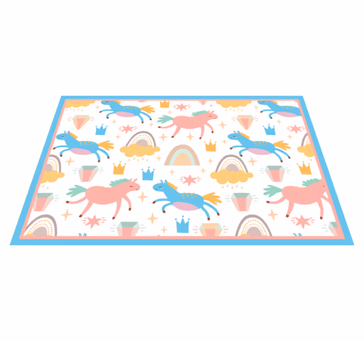 Tovaglietta americana infantile unicorni colorati in corsa - TenStickers