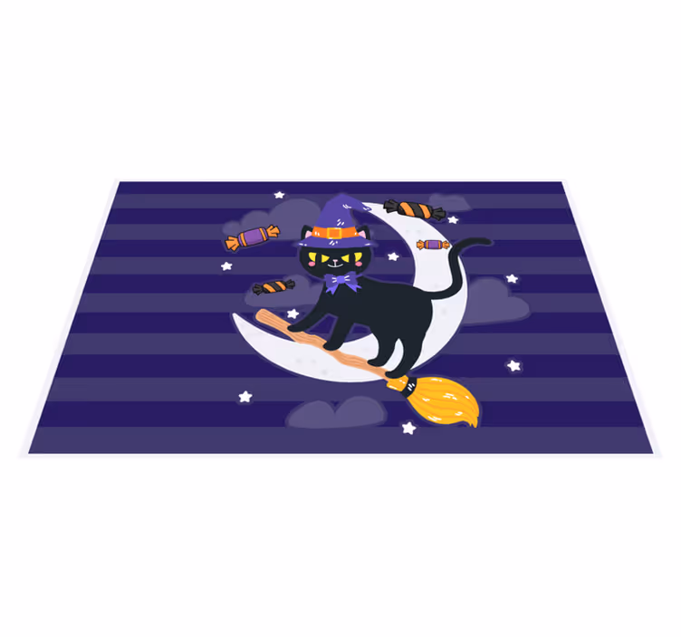 Tovaglietta americana di halloween gatto stregato in volo - TenStickers