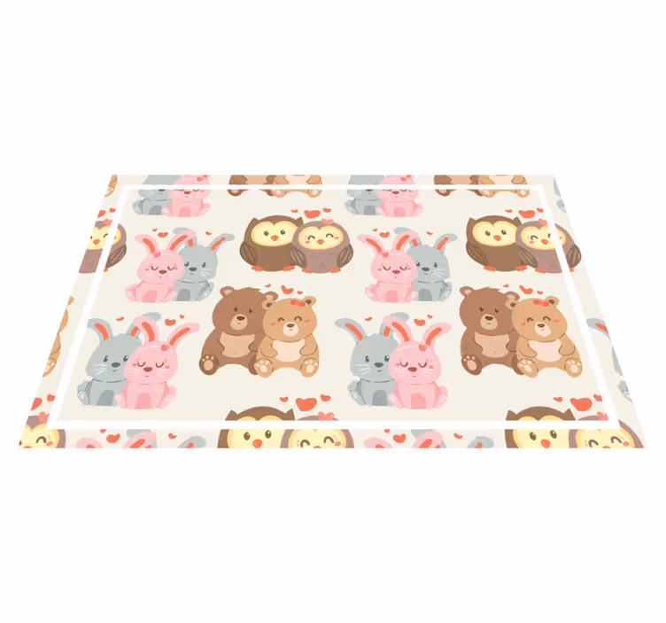 Tovaglietta americana infantile coppie di animali carini - TenStickers