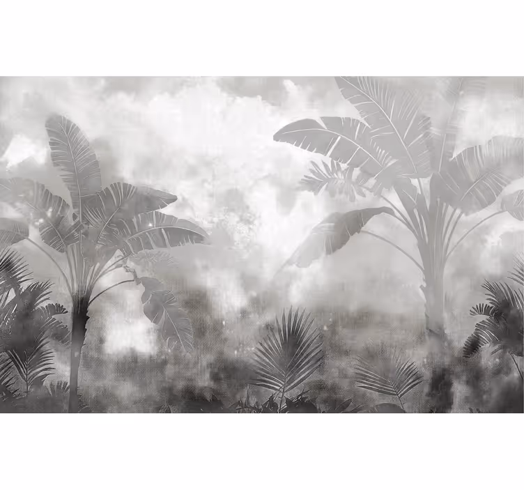 Fotomurale per bagno palme bianche e nere - TenStickers