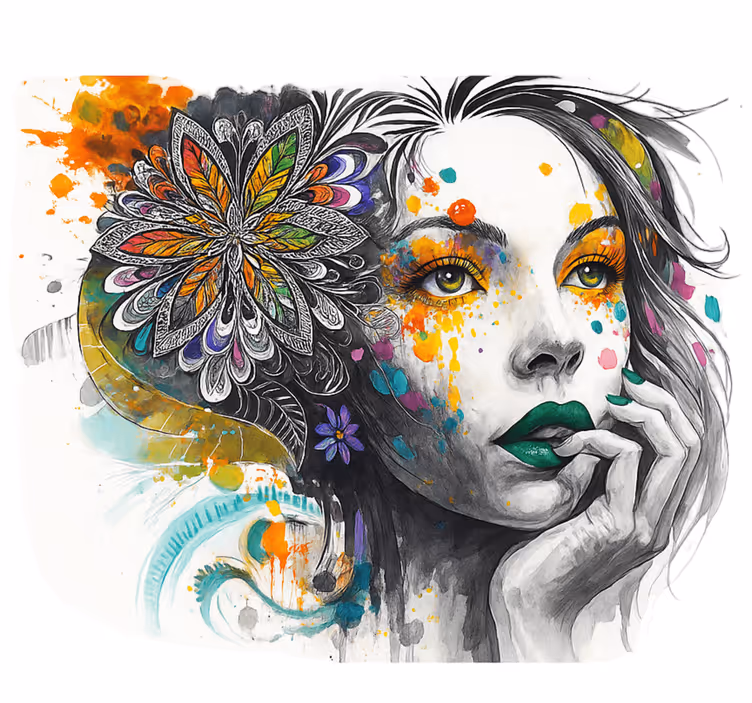 Fotomurale arte urbana ritratto di colori esplosivi - TenStickers