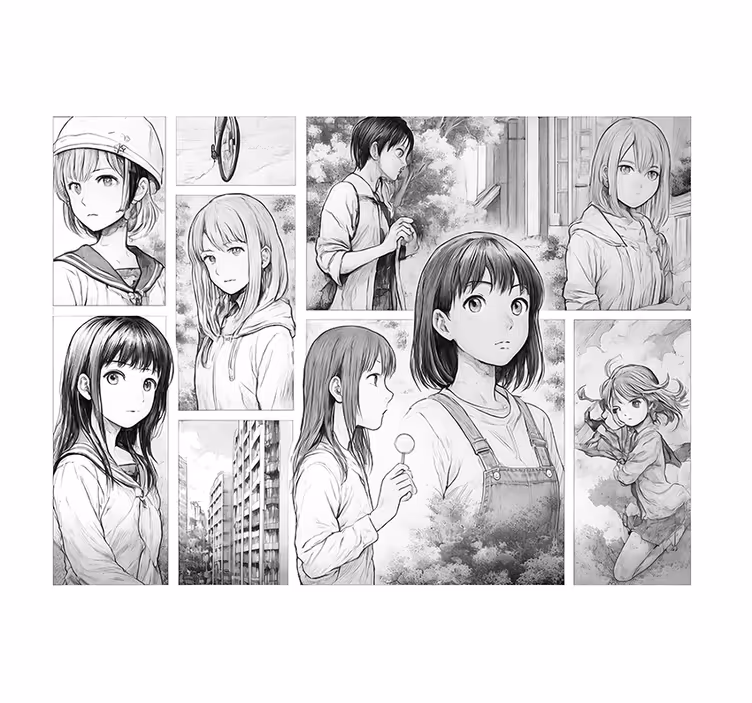 Fotomurale cameretta ragazzi manga in bianco e nero - TenStickers