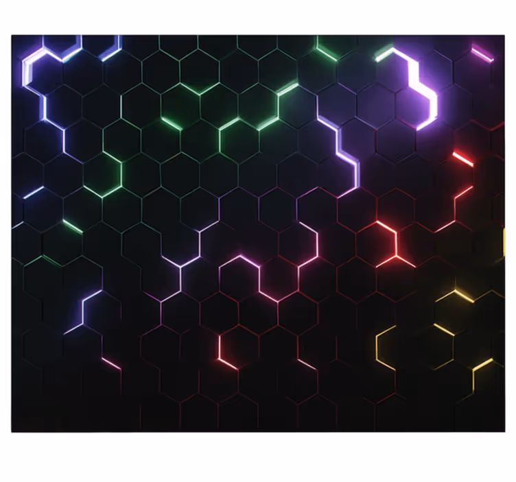 Fotomurale cameretta ragazzi esagoni 3d al neon - TenStickers