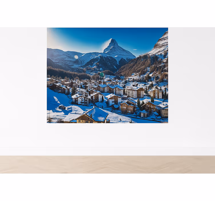 Fotomurale montagna lago di oeschinen, svizzera - TenStickers