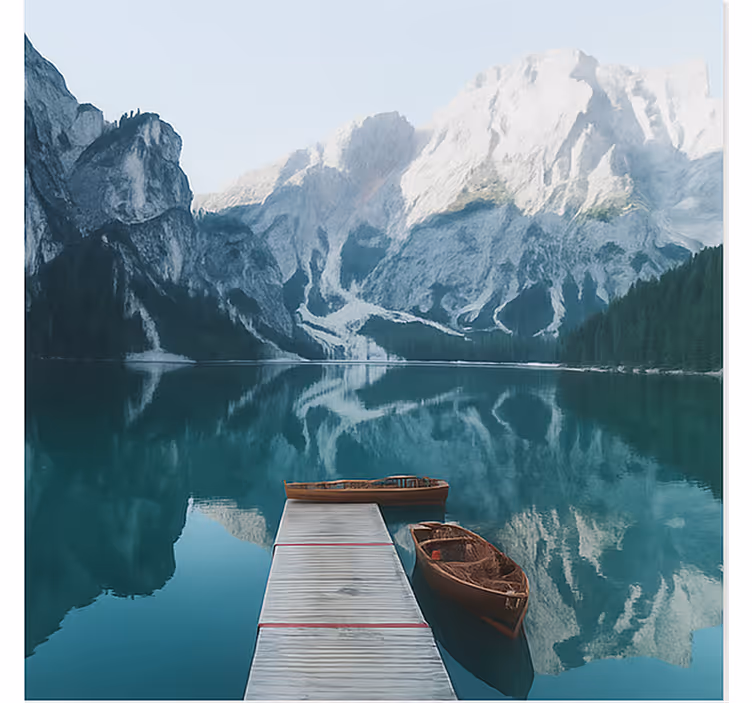 Fotomurale montagna lago di braies, dolomites - TenStickers