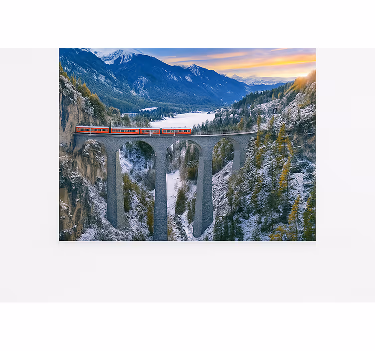 Fotomurale montagna treno svizzero sul viadotto landwasser - TenStickers