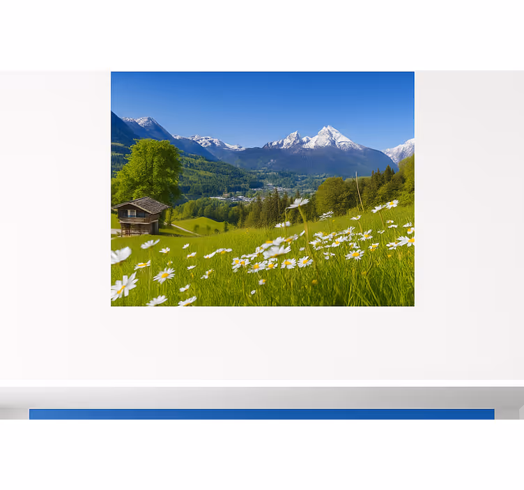 Fotomurale montagna chalet alpino in estate - TenStickers