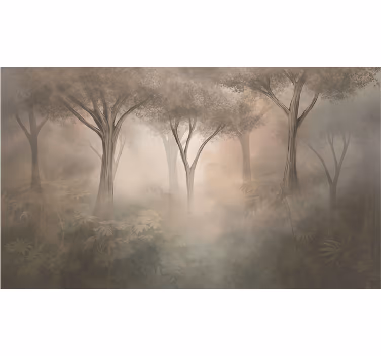 Fotomurale foresta bosco sepia nebuloso - TenStickers