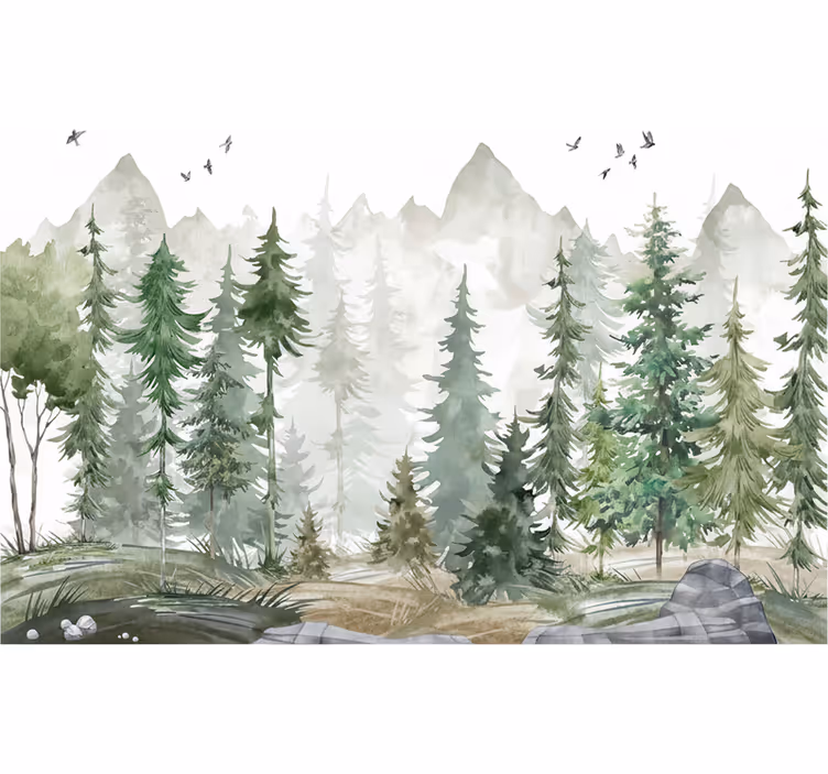 Fotomurale foresta pino nordico minimalista - TenStickers