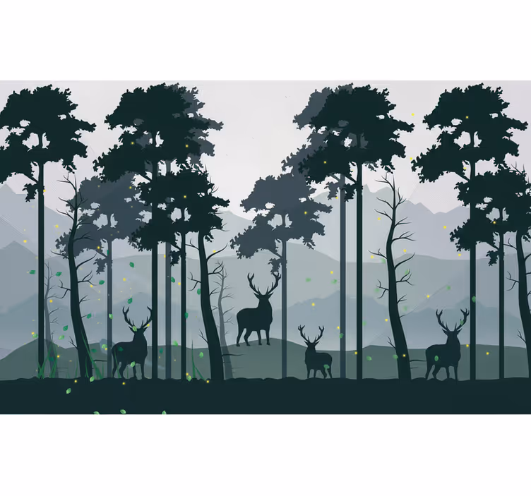 Fotomurale foresta silhouette foresta scandi - TenStickers
