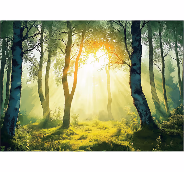 Fotomurale foresta betulla baciata dal sole - TenStickers