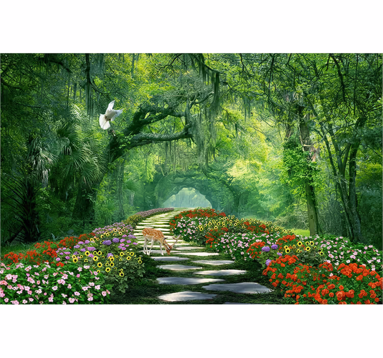 Fotomurale foresta sentiero boschivo surreale - TenStickers