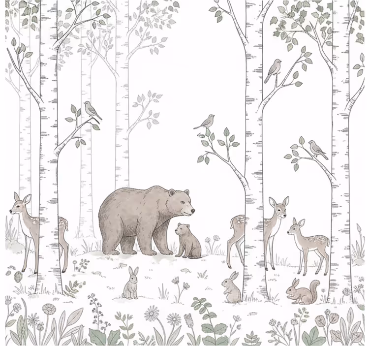 Fotomurale foresta schizzo giocoso di bosco - TenStickers