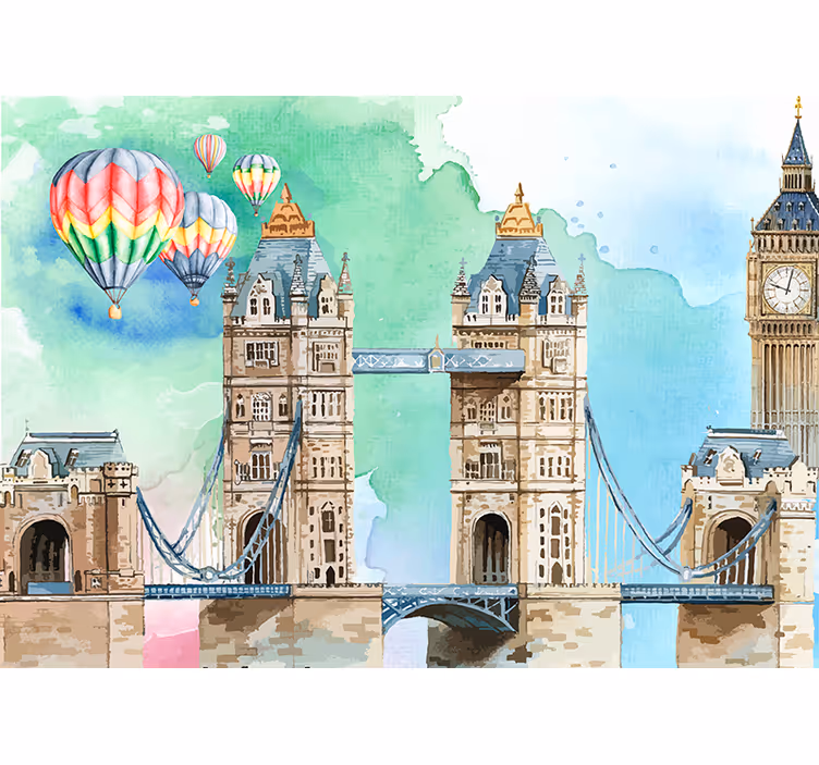 Fotomurale di londra pallone sopra il tower bridge - TenStickers
